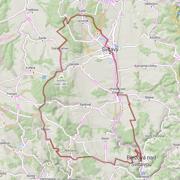 Miniatura mapy "Trasa Gravel przez zróżnicowane tereny" - trasy rowerowej w Severovýchod, Czech Republic. Wygenerowane przez planer tras rowerowych Tarmacs.app