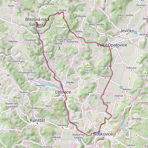 Miniaturní mapa "Jízdní cyklotrasa k Chvalce a zpět" inspirace pro cyklisty v oblasti Severovýchod, Czech Republic. Vytvořeno pomocí plánovače tras Tarmacs.app