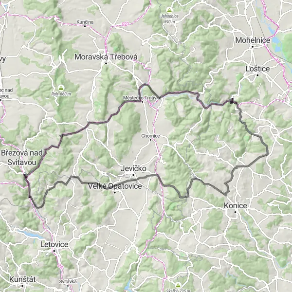 Miniaturní mapa "Exploring the North-East Czech Republic on Road Bike" inspirace pro cyklisty v oblasti Severovýchod, Czech Republic. Vytvořeno pomocí plánovače tras Tarmacs.app