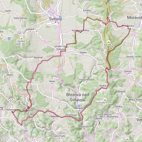 Miniatura mapy "Trasa gravelowa dookoła Bystré" - trasy rowerowej w Severovýchod, Czech Republic. Wygenerowane przez planer tras rowerowych Tarmacs.app