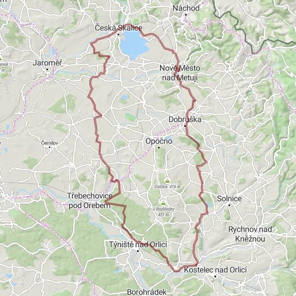 Miniatura mapy "Trasa rowerowa wokół Častolovic" - trasy rowerowej w Severovýchod, Czech Republic. Wygenerowane przez planer tras rowerowych Tarmacs.app
