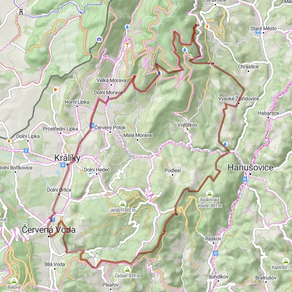 Miniaturní mapa "Přírodními cestami kolem Maliníku" inspirace pro cyklisty v oblasti Severovýchod, Czech Republic. Vytvořeno pomocí plánovače tras Tarmacs.app