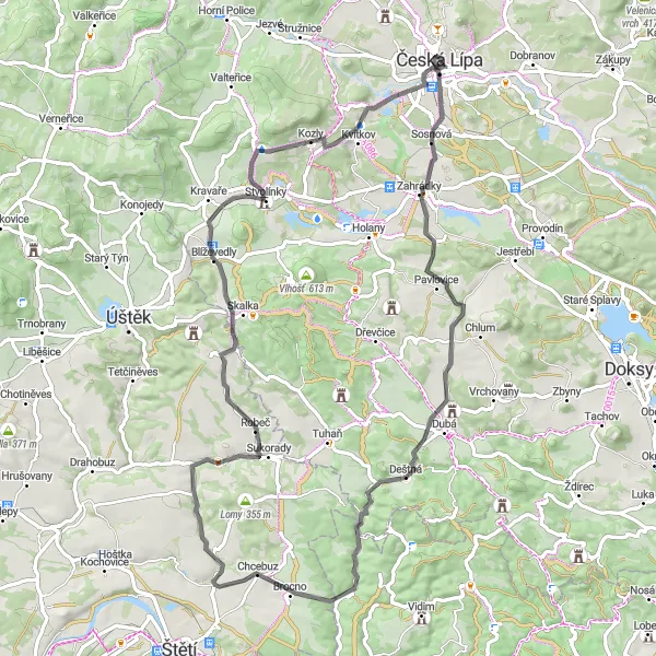 Map miniature of "Scenic Road Adventure" cycling inspiration in Severovýchod, Czech Republic. Generated by Tarmacs.app cycling route planner