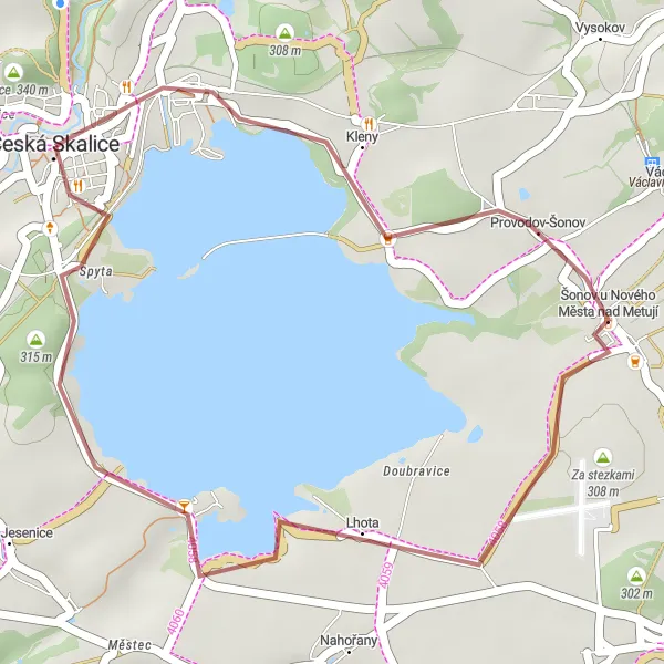 Map miniature of "Short Gravel Loop near Česká Skalice" cycling inspiration in Severovýchod, Czech Republic. Generated by Tarmacs.app cycling route planner