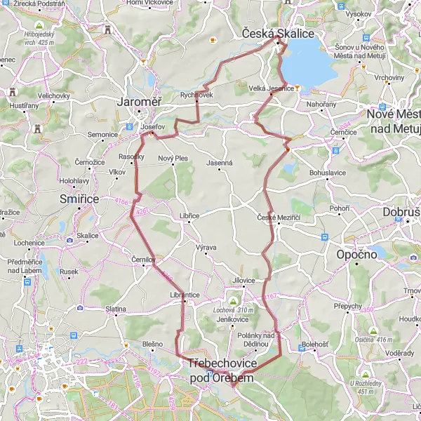 Mapa miniatúra "Podtroska Travnatým regionem" cyklistická inšpirácia v Severovýchod, Czech Republic. Vygenerované cyklistickým plánovačom trás Tarmacs.app