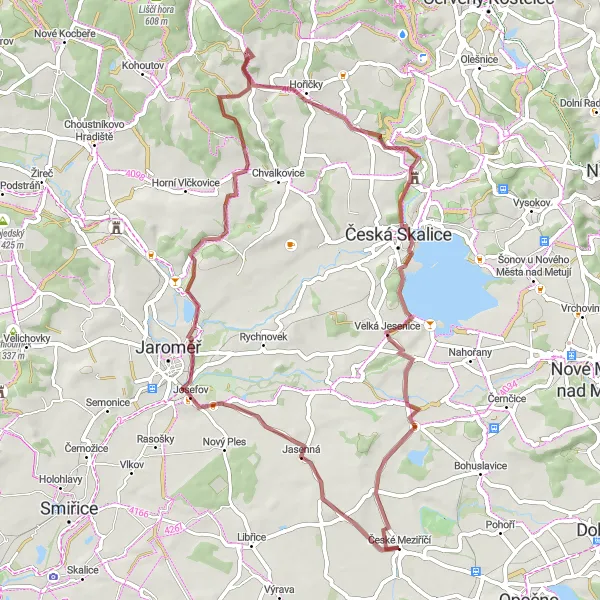 Mapa miniatúra "Zelená Trasa Josefov" cyklistická inšpirácia v Severovýchod, Czech Republic. Vygenerované cyklistickým plánovačom trás Tarmacs.app