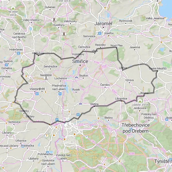 Map miniature of "Exploring the Countryside" cycling inspiration in Severovýchod, Czech Republic. Generated by Tarmacs.app cycling route planner