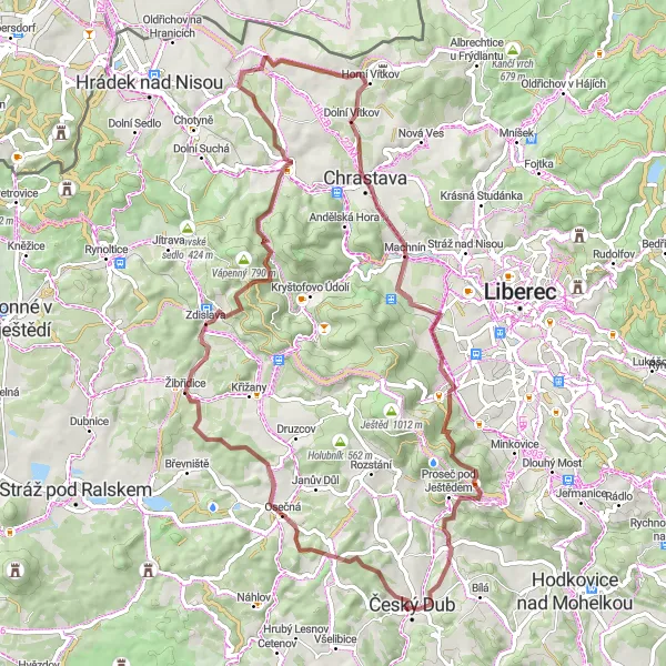 Miniatura mapy "Trasa gravelowa przez malownicze tereny" - trasy rowerowej w Severovýchod, Czech Republic. Wygenerowane przez planer tras rowerowych Tarmacs.app