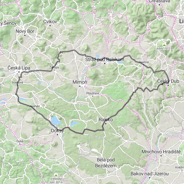 Miniatura mapy "Trasa przez Zlatý vrch i Břevniště" - trasy rowerowej w Severovýchod, Czech Republic. Wygenerowane przez planer tras rowerowych Tarmacs.app