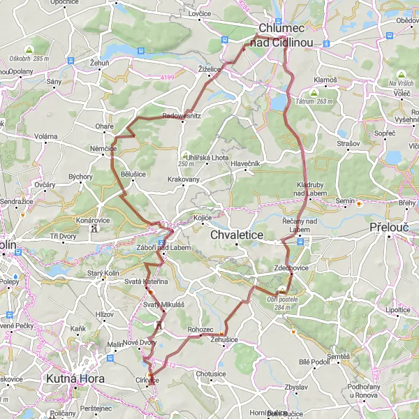 Miniaturní mapa "Trasa Žehušická skalka" inspirace pro cyklisty v oblasti Severovýchod, Czech Republic. Vytvořeno pomocí plánovače tras Tarmacs.app