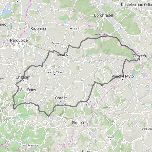 Miniaturní mapa "Po stopách Českého ráje" inspirace pro cyklisty v oblasti Severovýchod, Czech Republic. Vytvořeno pomocí plánovače tras Tarmacs.app