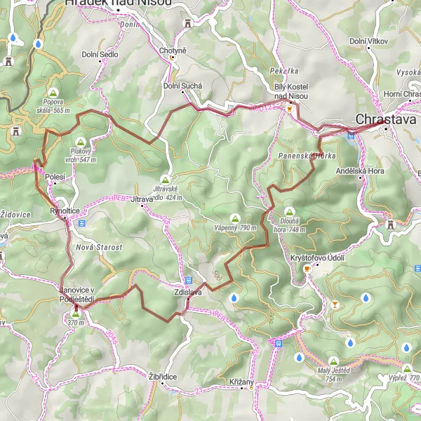 Miniaturní mapa "Gravel Rynoltice Exploration" inspirace pro cyklisty v oblasti Severovýchod, Czech Republic. Vytvořeno pomocí plánovače tras Tarmacs.app