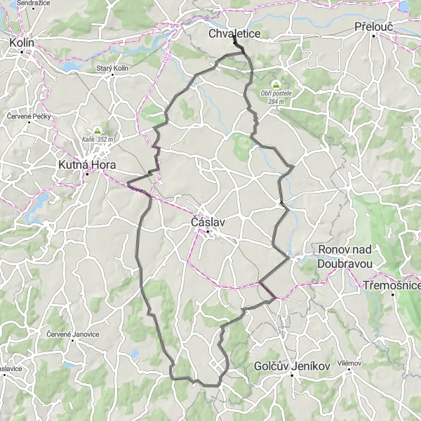 Mapa miniatúra "Road Route: Chvaletice - Zaříčany" cyklistická inšpirácia v Severovýchod, Czech Republic. Vygenerované cyklistickým plánovačom trás Tarmacs.app