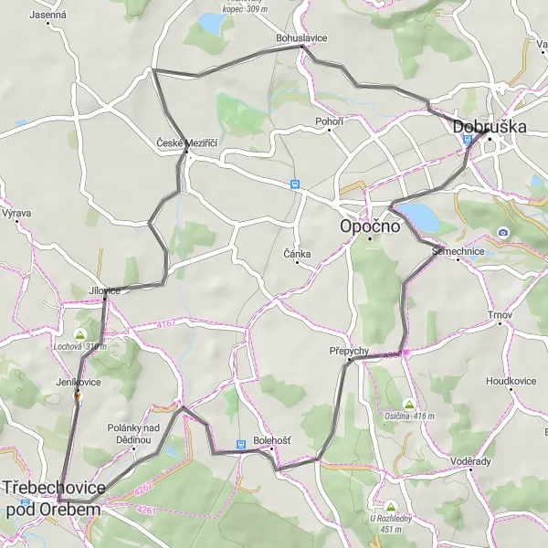 Map miniature of "Countryside Escape from Dobruška" cycling inspiration in Severovýchod, Czech Republic. Generated by Tarmacs.app cycling route planner