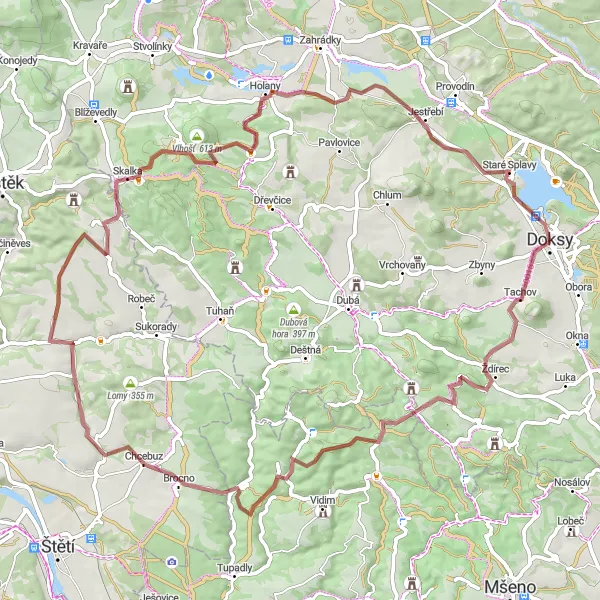 Karten-Miniaturansicht der Radinspiration "Natur pur: Schottertour um Doksy" in Severovýchod, Czech Republic. Erstellt vom Tarmacs.app-Routenplaner für Radtouren