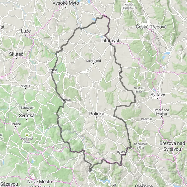 Karten-Miniaturansicht der Radinspiration "Eindrucksvolle Roadtour mit atemberaubenden Aussichten" in Severovýchod, Czech Republic. Erstellt vom Tarmacs.app-Routenplaner für Radtouren