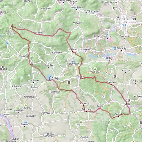 Miniaturní mapa "Kolem Kalovic" inspirace pro cyklisty v oblasti Severovýchod, Czech Republic. Vytvořeno pomocí plánovače tras Tarmacs.app