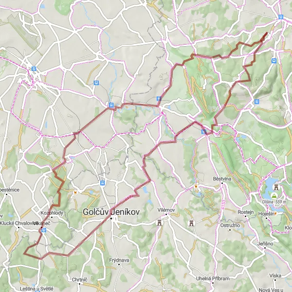 Map miniature of "Nature and Culture Ride" cycling inspiration in Severovýchod, Czech Republic. Generated by Tarmacs.app cycling route planner