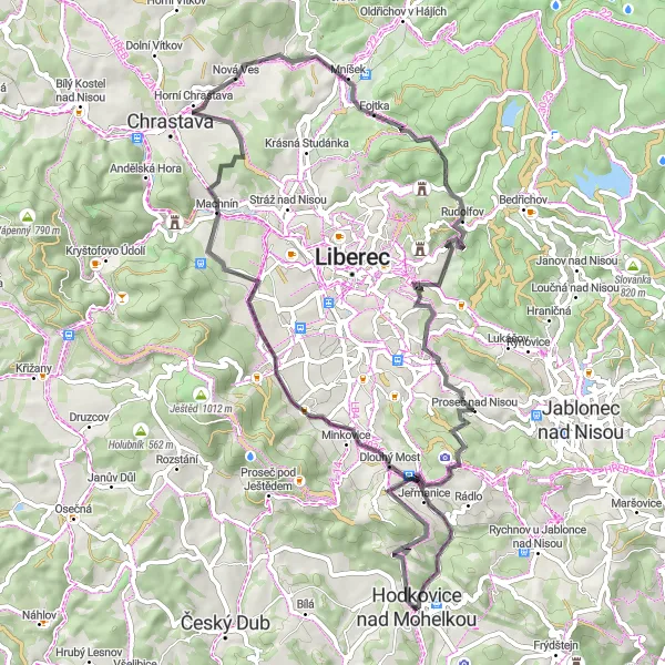 Karten-Miniaturansicht der Radinspiration "Kultur und Natur rund um Dlouhý Most" in Severovýchod, Czech Republic. Erstellt vom Tarmacs.app-Routenplaner für Radtouren