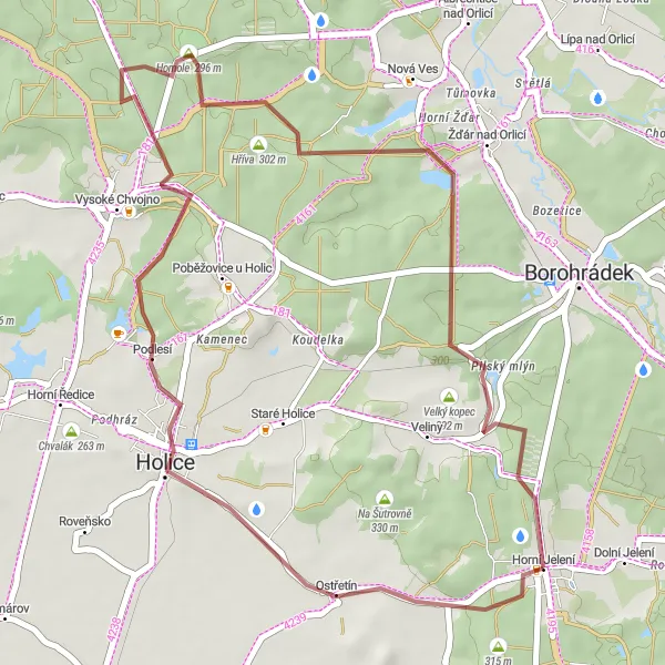 Miniaturní mapa "Gravel cyklotrasa Horní Jelení - Horní Jelení" inspirace pro cyklisty v oblasti Severovýchod, Czech Republic. Vytvořeno pomocí plánovače tras Tarmacs.app