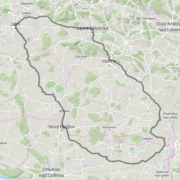 Karten-Miniaturansicht der Radinspiration "Epische Straßenradtour durch das Böhmische Paradies" in Severovýchod, Czech Republic. Erstellt vom Tarmacs.app-Routenplaner für Radtouren