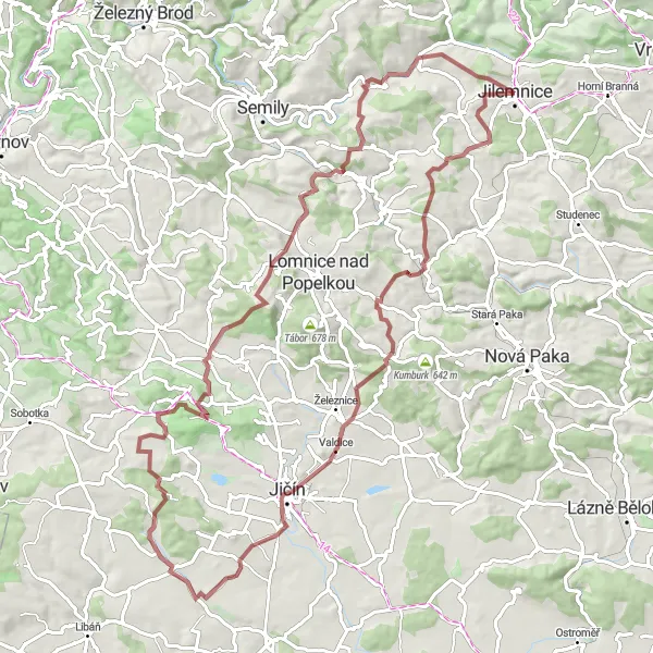 Miniaturní mapa "Okruh na kole z Jilemnice" inspirace pro cyklisty v oblasti Severovýchod, Czech Republic. Vytvořeno pomocí plánovače tras Tarmacs.app