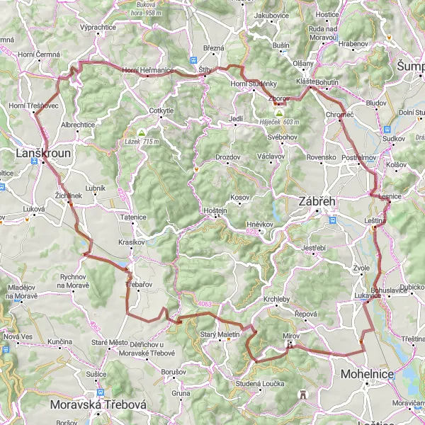 Miniatura mapy "Trasa wokół Lanškroun Gravel" - trasy rowerowej w Severovýchod, Czech Republic. Wygenerowane przez planer tras rowerowych Tarmacs.app