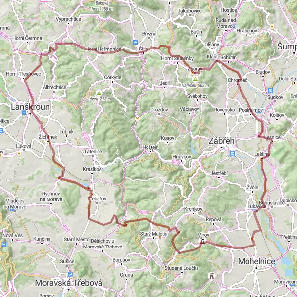 Map miniature of "Countryside Gravel Escape" cycling inspiration in Severovýchod, Czech Republic. Generated by Tarmacs.app cycling route planner