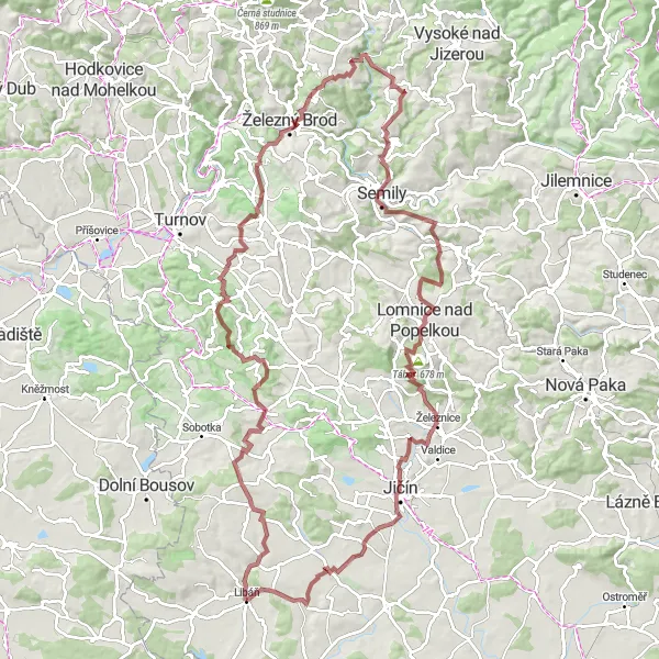 Map miniature of "Libáň Gravel Adventure" cycling inspiration in Severovýchod, Czech Republic. Generated by Tarmacs.app cycling route planner