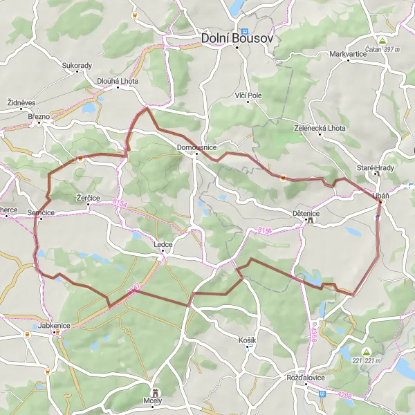 Miniaturní mapa "Gravelový výlet mezi vesnicemi" inspirace pro cyklisty v oblasti Severovýchod, Czech Republic. Vytvořeno pomocí plánovače tras Tarmacs.app