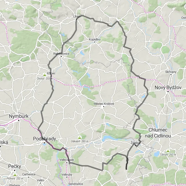 Mapa miniatúra "Okolím Bezručova údolí" cyklistická inšpirácia v Severovýchod, Czech Republic. Vygenerované cyklistickým plánovačom trás Tarmacs.app