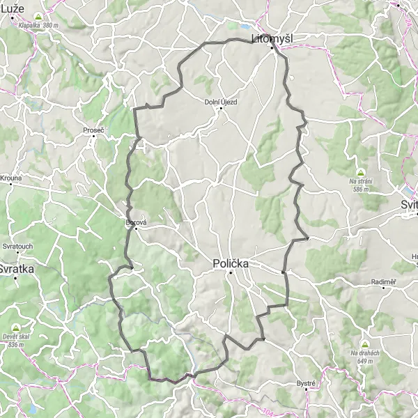 Mapa miniatúra "Kolo trasy Čistá - Višňáry" cyklistická inšpirácia v Severovýchod, Czech Republic. Vygenerované cyklistickým plánovačom trás Tarmacs.app