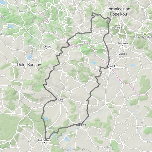 Map miniature of "Lomnice Loop" cycling inspiration in Severovýchod, Czech Republic. Generated by Tarmacs.app cycling route planner