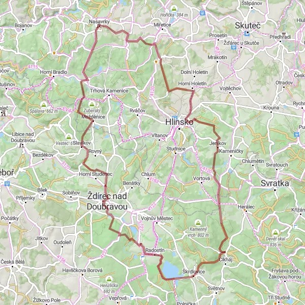 Map miniature of "Gravel Adventure" cycling inspiration in Severovýchod, Czech Republic. Generated by Tarmacs.app cycling route planner