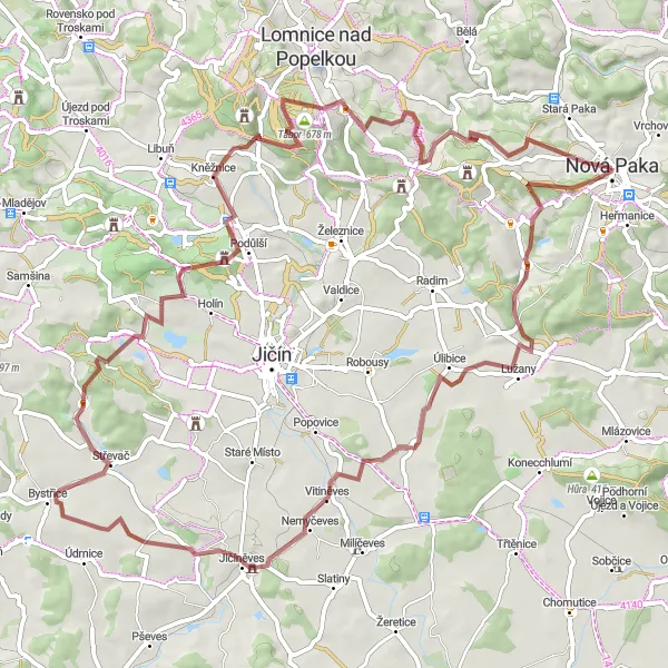 Miniatura mapy "Trasa Gravelowa do Kacákovej Lhoty" - trasy rowerowej w Severovýchod, Czech Republic. Wygenerowane przez planer tras rowerowych Tarmacs.app