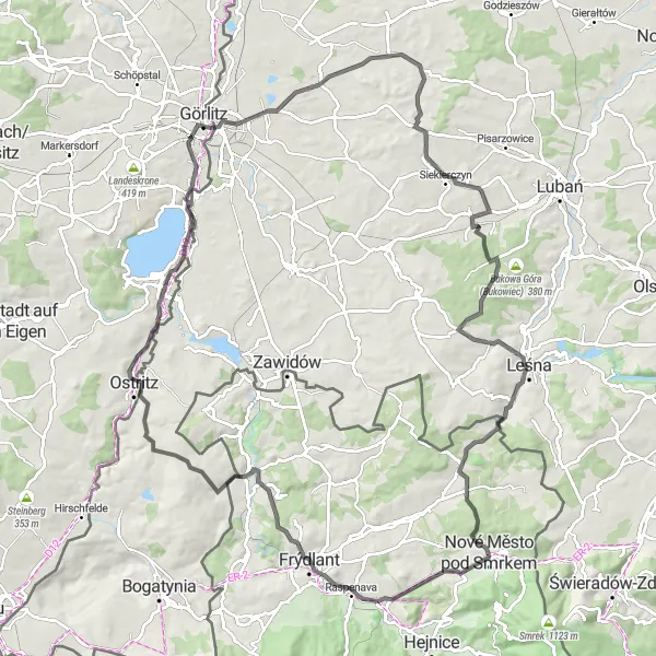 Miniaturní mapa "Cyklotrasa Ludvíkov pod Smrkem - Horní Řasnice" inspirace pro cyklisty v oblasti Severovýchod, Czech Republic. Vytvořeno pomocí plánovače tras Tarmacs.app