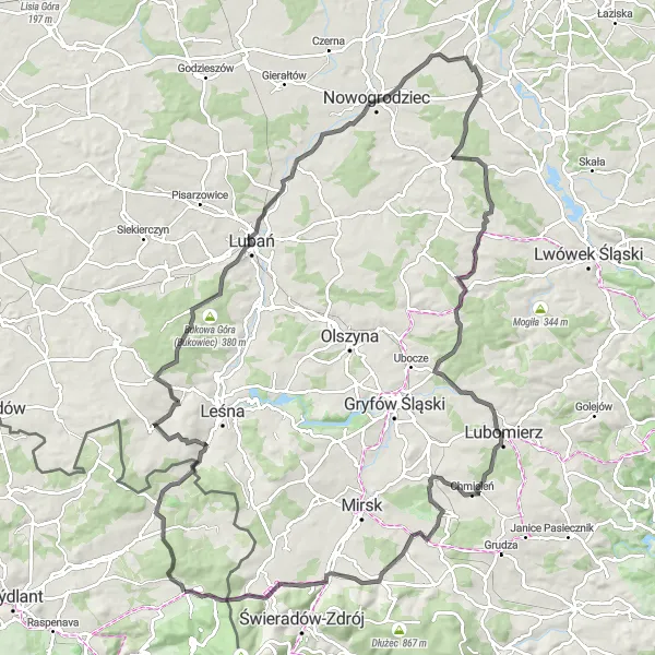 Map miniature of "The Mountain Adventure" cycling inspiration in Severovýchod, Czech Republic. Generated by Tarmacs.app cycling route planner