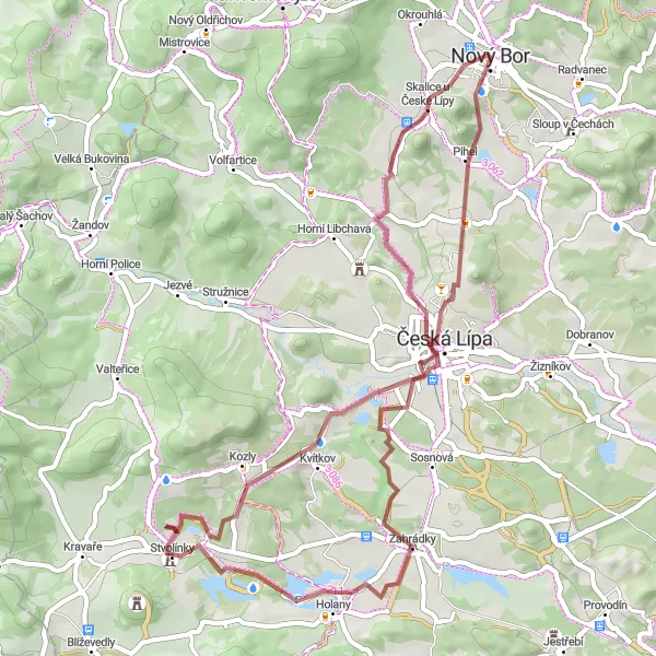 Map miniature of "Gravel and Nature" cycling inspiration in Severovýchod, Czech Republic. Generated by Tarmacs.app cycling route planner