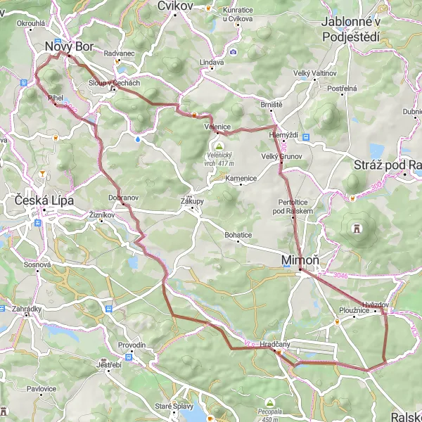 Miniaturní mapa "Gravelový okruh kolem Svitavy" inspirace pro cyklisty v oblasti Severovýchod, Czech Republic. Vytvořeno pomocí plánovače tras Tarmacs.app