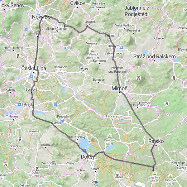 Mapa miniatúra "Silniční trasa kolem Ralska" cyklistická inšpirácia v Severovýchod, Czech Republic. Vygenerované cyklistickým plánovačom trás Tarmacs.app