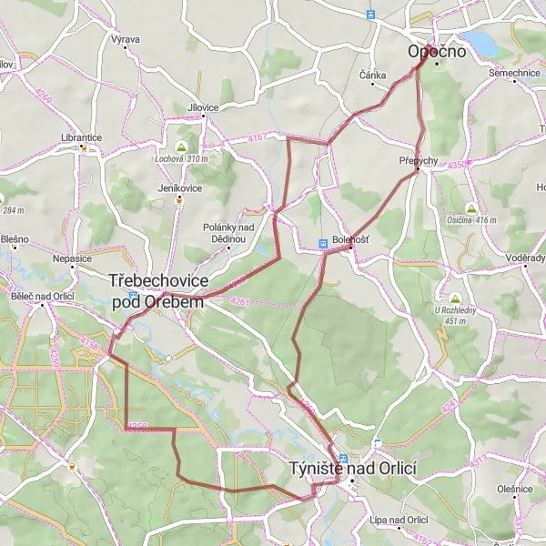 Map miniature of "Lipiny and Orlické Hory" cycling inspiration in Severovýchod, Czech Republic. Generated by Tarmacs.app cycling route planner