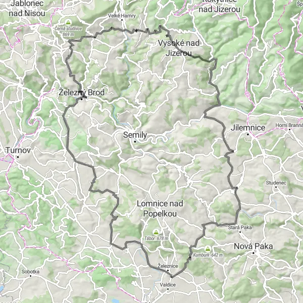 Miniaturní mapa "Tradiční cesta kolem Pěnčína" inspirace pro cyklisty v oblasti Severovýchod, Czech Republic. Vytvořeno pomocí plánovače tras Tarmacs.app