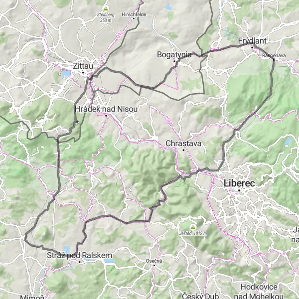 Mapa miniatúra "Prozkoumejte malebná místa na kole" cyklistická inšpirácia v Severovýchod, Czech Republic. Vygenerované cyklistickým plánovačom trás Tarmacs.app