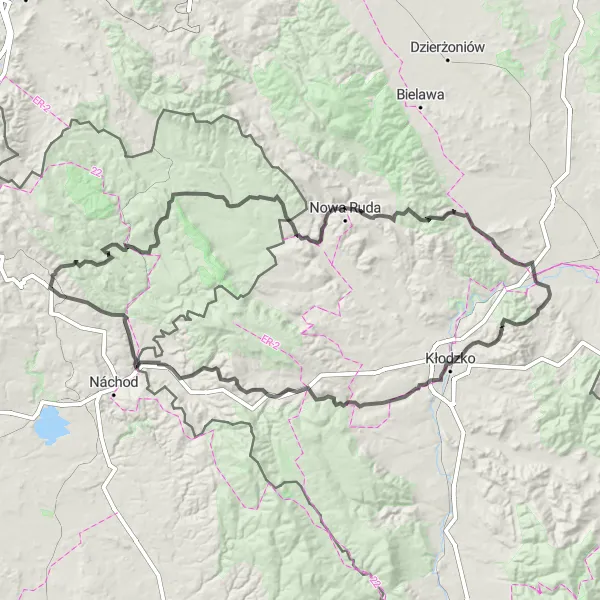 Map miniature of "Krkonoše Challenge" cycling inspiration in Severovýchod, Czech Republic. Generated by Tarmacs.app cycling route planner