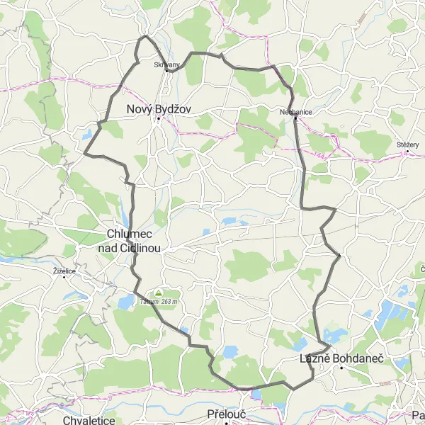 Map miniature of "The Syrovátka Challenge" cycling inspiration in Severovýchod, Czech Republic. Generated by Tarmacs.app cycling route planner