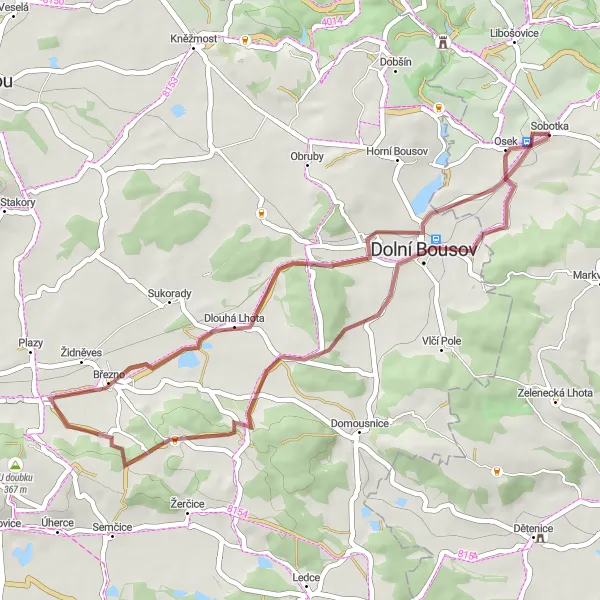 Map miniature of "Short Gravel Ride near Sobotka" cycling inspiration in Severovýchod, Czech Republic. Generated by Tarmacs.app cycling route planner