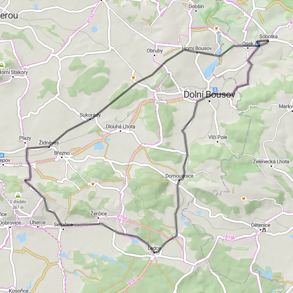 Miniaturní mapa "Silniční cyklotrasa poblíž Sobotky" inspirace pro cyklisty v oblasti Severovýchod, Czech Republic. Vytvořeno pomocí plánovače tras Tarmacs.app