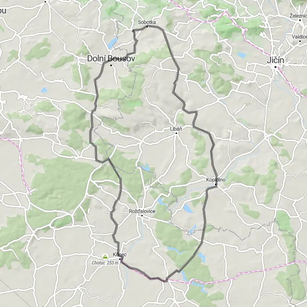 Miniatura mapy "Trasa szosowa do Stańkowej Lhoty" - trasy rowerowej w Severovýchod, Czech Republic. Wygenerowane przez planer tras rowerowych Tarmacs.app