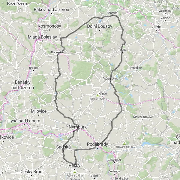 Map miniature of "Cakan Loop" cycling inspiration in Severovýchod, Czech Republic. Generated by Tarmacs.app cycling route planner