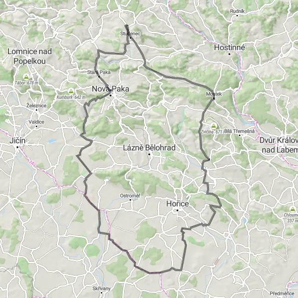 Miniaturní mapa "Okruh Šturmův kopec - Rovnáčov" inspirace pro cyklisty v oblasti Severovýchod, Czech Republic. Vytvořeno pomocí plánovače tras Tarmacs.app